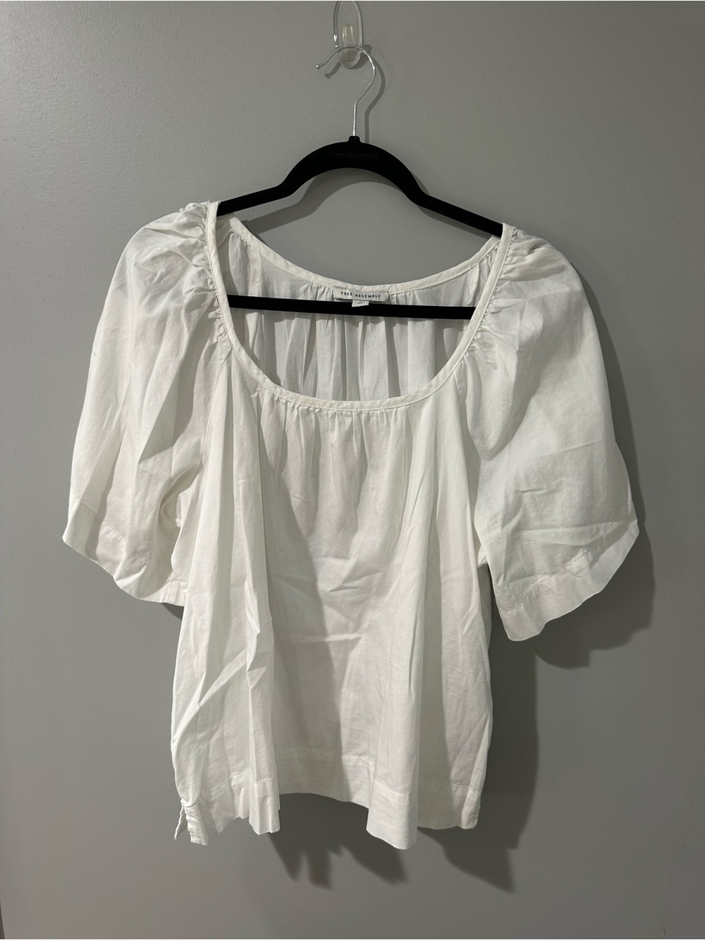 Women's White Scoop-Neck Peasant Blouse 100% cotton
